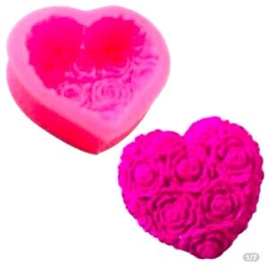 Silicone 3-D heart shaped bouquet of roses.